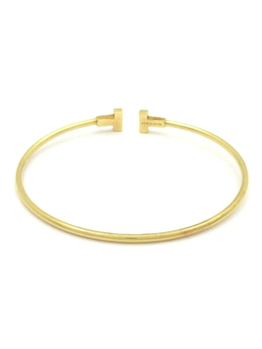 Tiffany & Co Bangle T Narrow Wire Bracelet 18K Yellow Gold